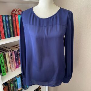 J. CREW Size 6 Navy Blue Silk Minimalist Classic Closet Staple Work Business Top